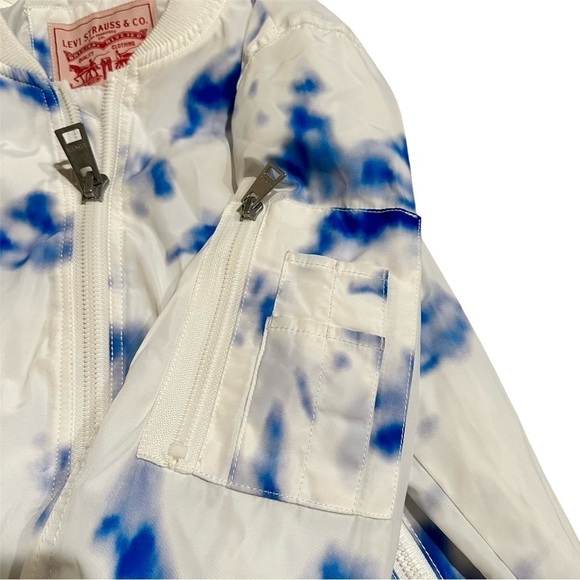 Levi's Bomber Jacket Melanie in Tie Dye Blue & White size Small NWT - Picture 6 of 10